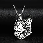 Cat Silver Statement Pendant Necklace — Stainless Steel