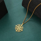 Compass Pendant Necklace — Multiple Metal Finishes