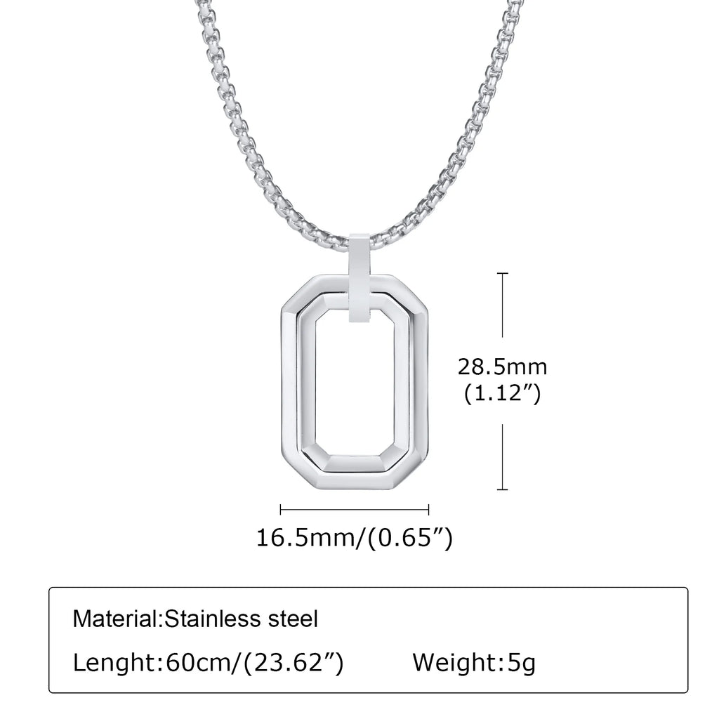 Hollow Geometric Square Pendant — Stainless
