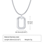 Hollow Geometric Square Pendant — Stainless