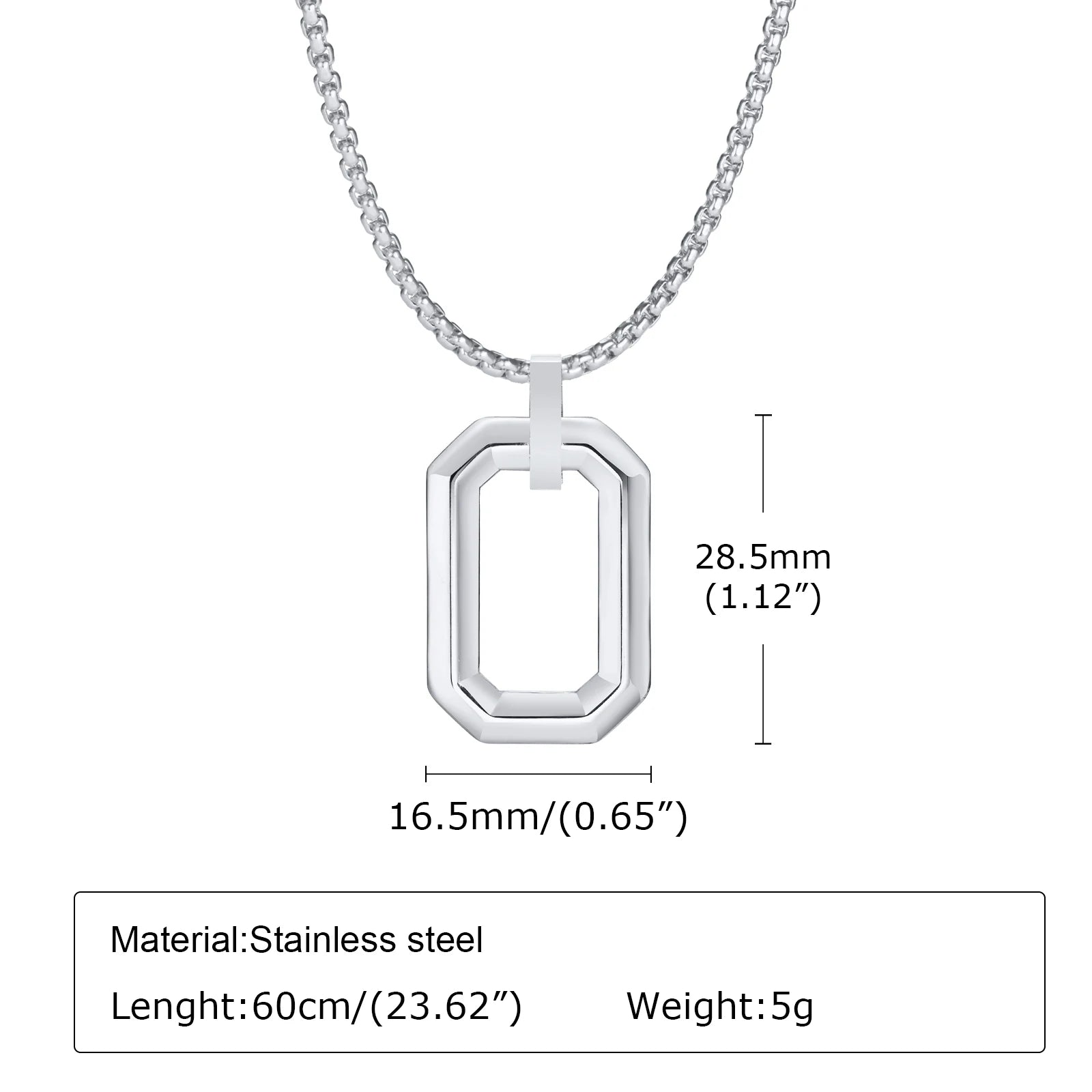 Hollow Geometric Square Pendant — Stainless