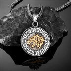 Viking Norse Mythology Odin Wolf Necklaces Men Gold Color Fenrir Rune Pendant Talisman Stainless Steel Male
