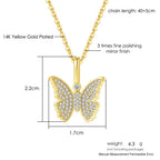 Iced Out Butterfly Pendant Necklace Stainless Steel