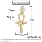 Gold Cross Ankh Pendant Necklace Iced Out 18K