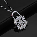 Iced Out Snowflake Pendant Necklace Stainless Steel