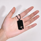 Hollow Cross DogTag Necklaces for Men,Waterproof Stainless Steel Pendant Necklaces,Religious Faith Christ Gift Jewelry
