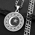 Star Steel Pendant Muslim Crescent Moon Islamic