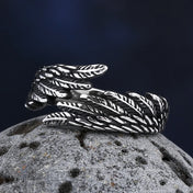 Stainless Steel Feather Wing Skull Vintage Ring