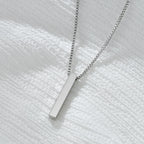 Vertical Blank Bar Pendant Necklace — Stainless Steel