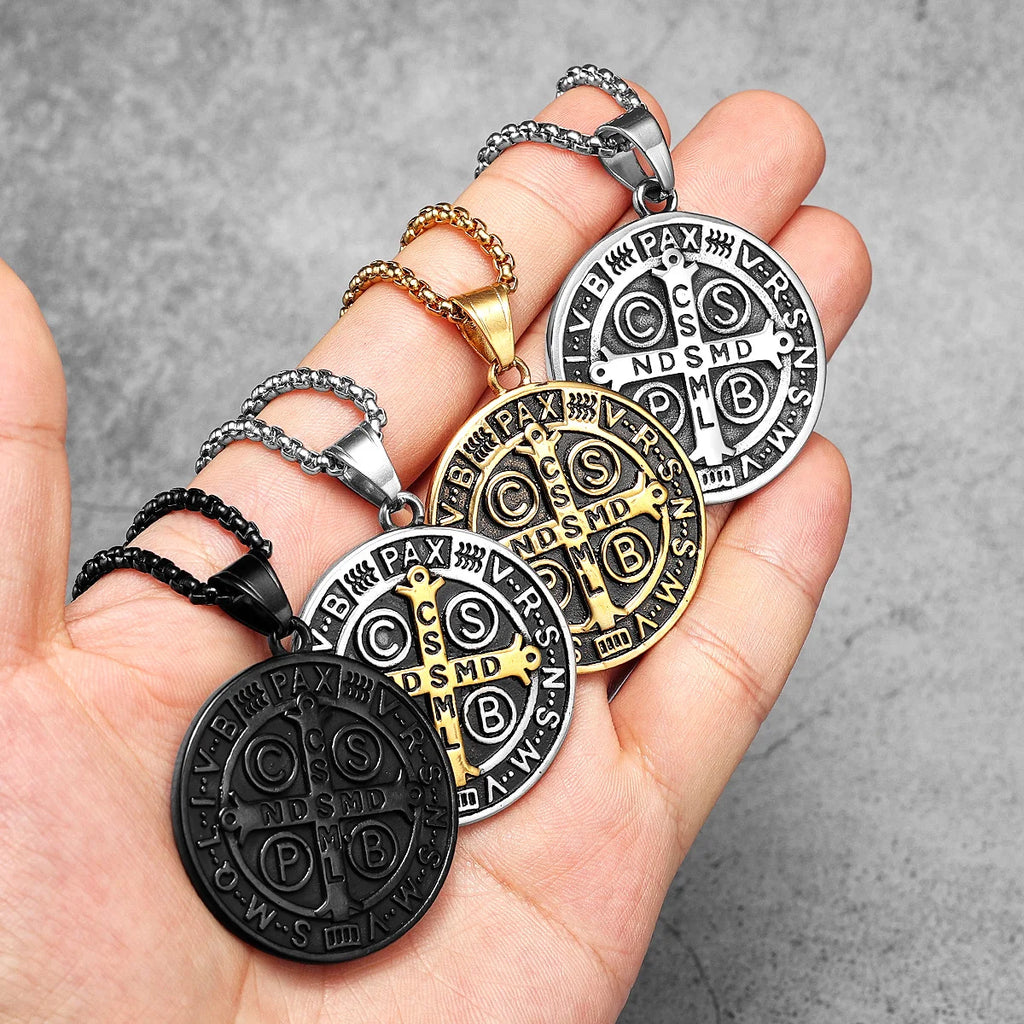St. Benedict Pendant Necklace — Stainless Steel