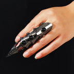 Armour Knuckle Full Finger Double loop Activity Ring For Men Punk Gothic Open Ring Jewelry Anime Cosplay Halloween Accessories