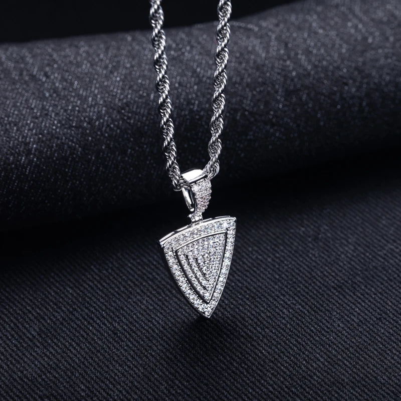 Iced Out Triangle Pendant — 14K Gold