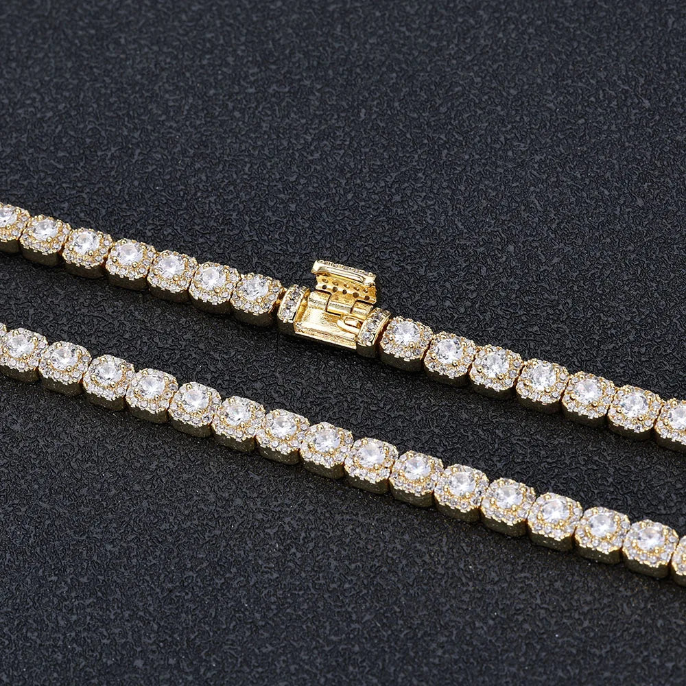 Tennis Chain Necklace Stainless Steel 5MM Cluster