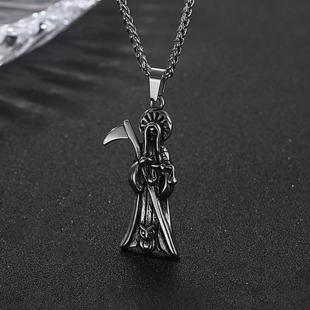 Skull Death Scythe Pendant — Stainless Steel