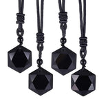 Black Obsidian Star Pendant Necklace — Black