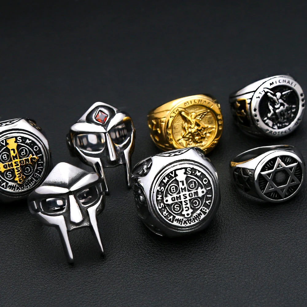 Fashion Punk Vintage Skull Ring Stainless Steel Gothic Biker Ring For Men Women Unique Viking Amulet Jewelry Gift