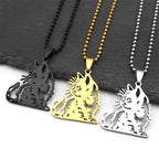 Cat Gold Pendant Cute Kitty Animal Hollow Bag