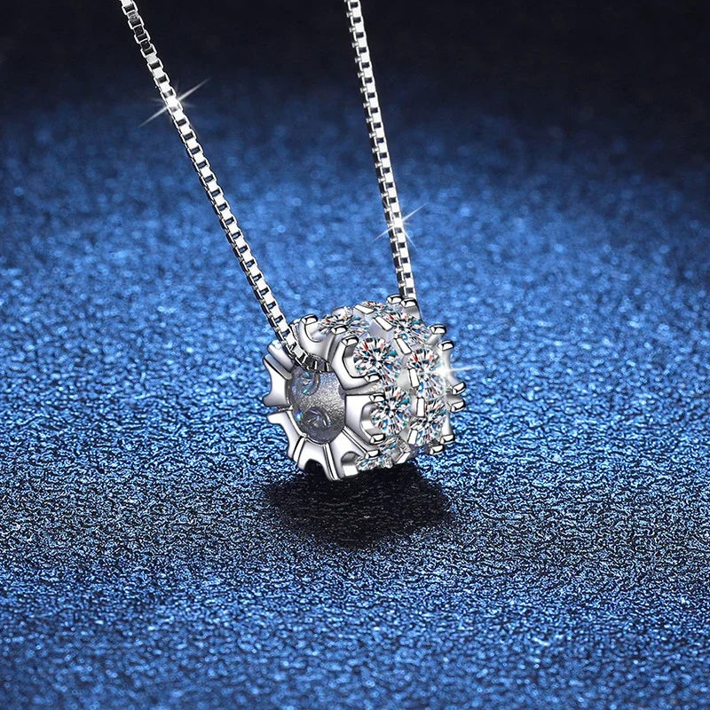 NeeTim Full Moissanite Diamond Necklace For Woman Pendant 925 Sterling Silver Necklace For Women Chain Party Bridal