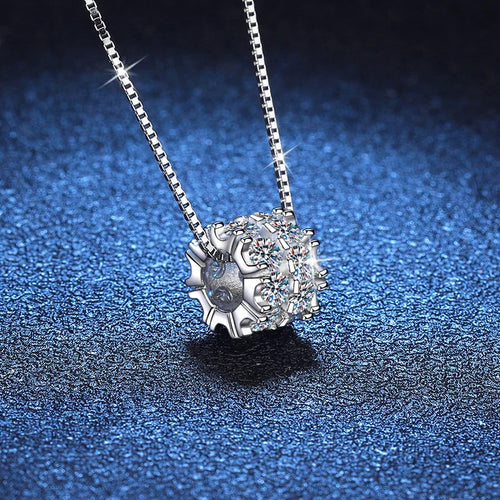 NeeTim Full Moissanite Diamond Necklace For Woman Pendant 925 Sterling Silver Necklace For Women Chain Party Bridal