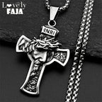 Jesus Crown Thorns Silver Pendant Inri Crucifix