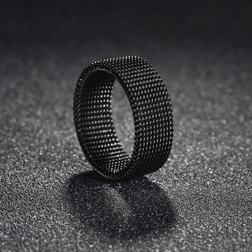Fashion Elastic Mesh Chain Rings Titanium Stainless Steel Rings For Men Women Wedding Engagement Men Rings Punk Jewelry Gifts