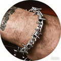 Barbed Wire Cuban Link Bracelet 18K Gold Plated Stainless Steel Gothic Punk Thorns Hand Chain Bracelet for Men Women