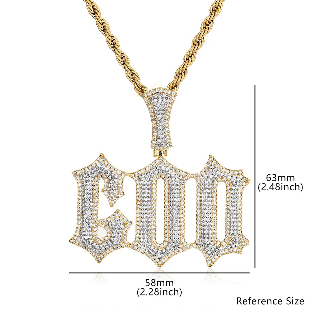 Gold Iced Out Letter Pendant 18K Old English