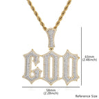 Gold Iced Out Letter Pendant 18K Old English