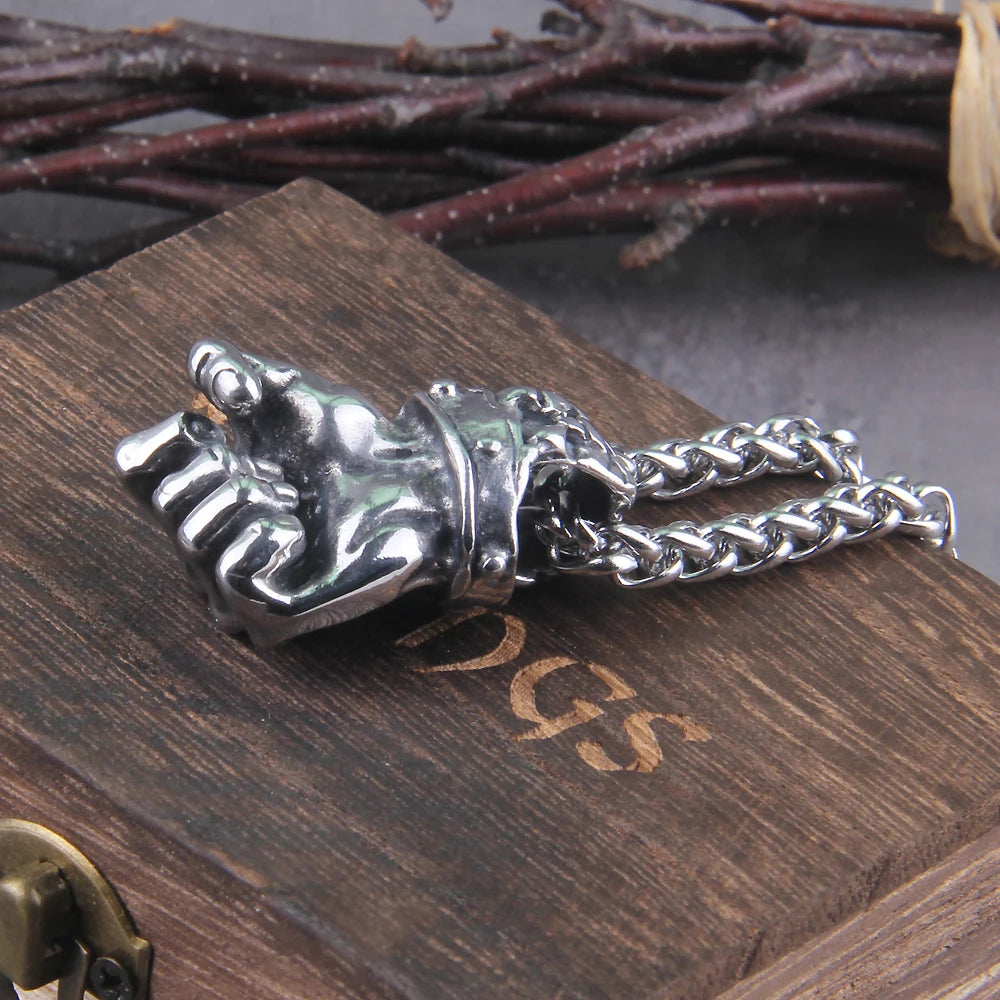 stainless steel Gothic Pendants Fist Necklace Cool Street Style Necklaces For Men Collar Hombre Neck Chains Punk
