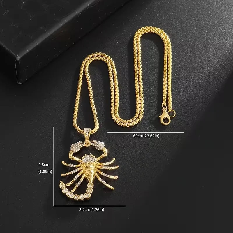 High Quality Zircon Scorpion Lobster Pendant Necklace, Hip Hop Rock Party Jewelry Accessories for Men Women
