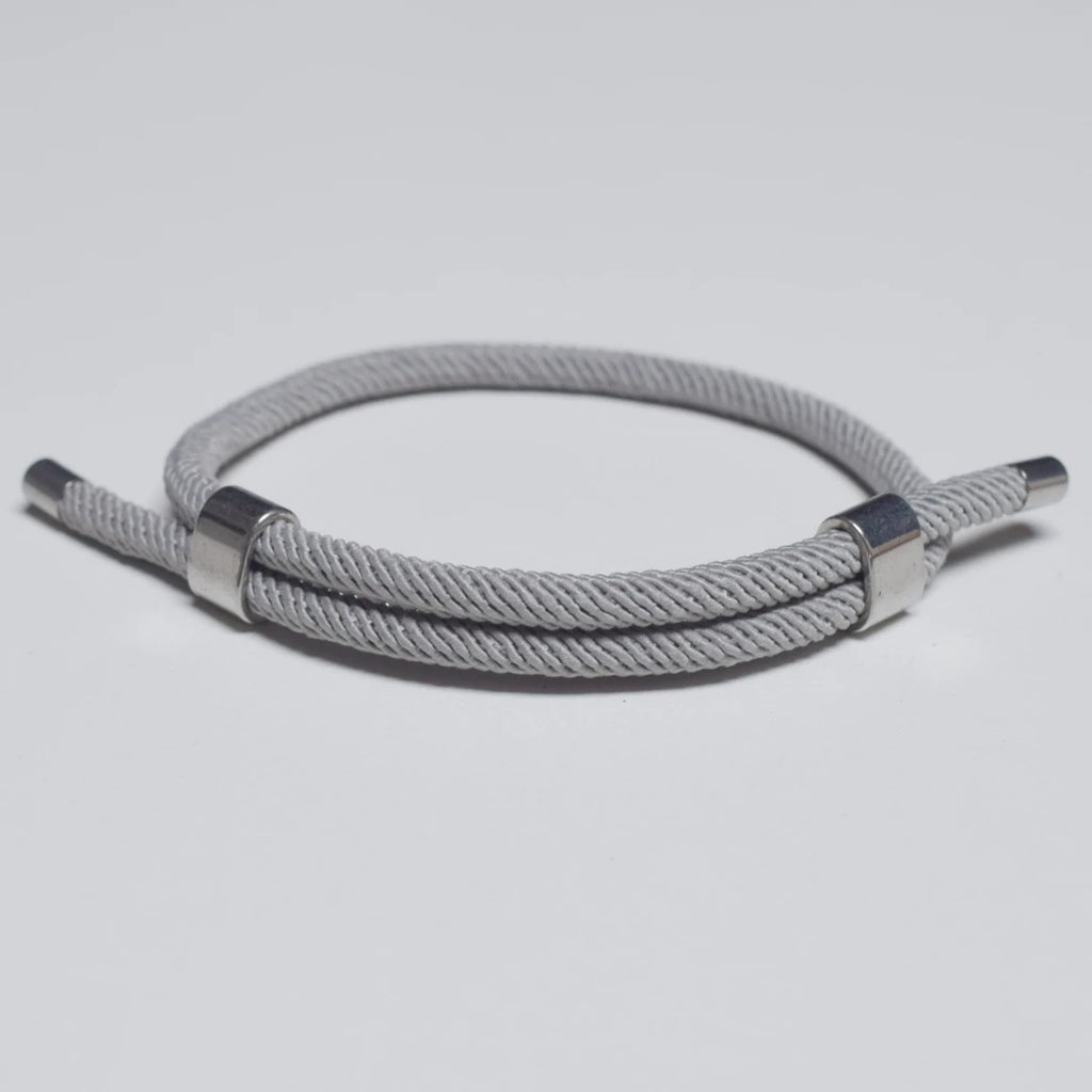 Adjustable Woven Cord Bracelet — Stainless Steel Sliding Clasp