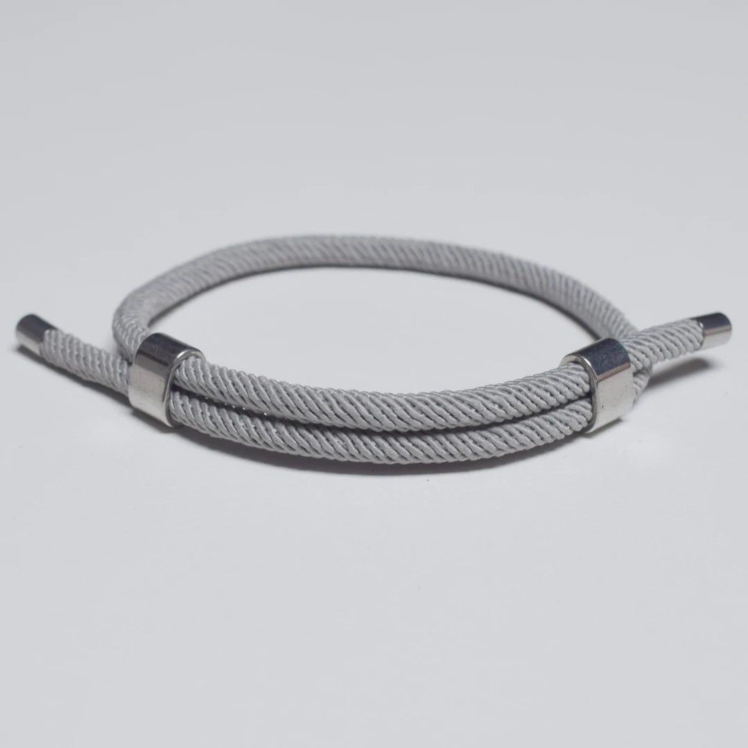 Adjustable Woven Cord Bracelet — Stainless Steel Sliding Clasp