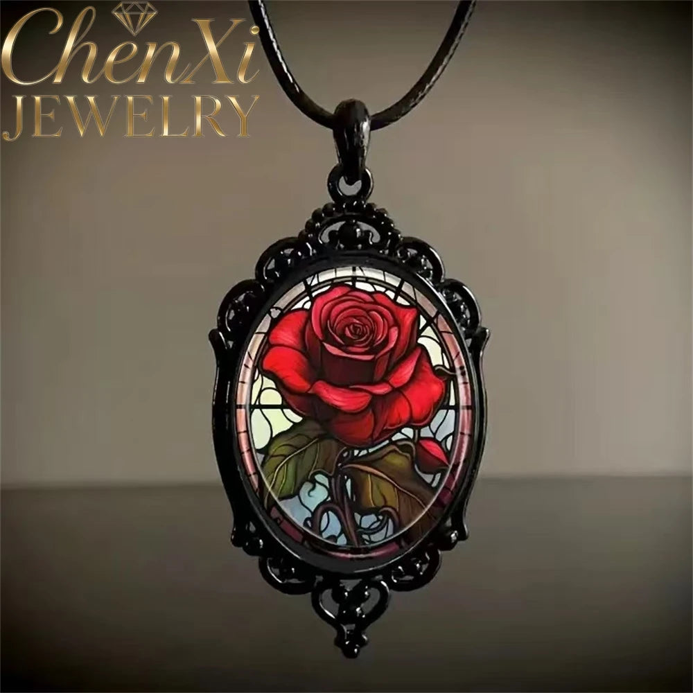 Gothic Crow Cross Pendant Necklace
