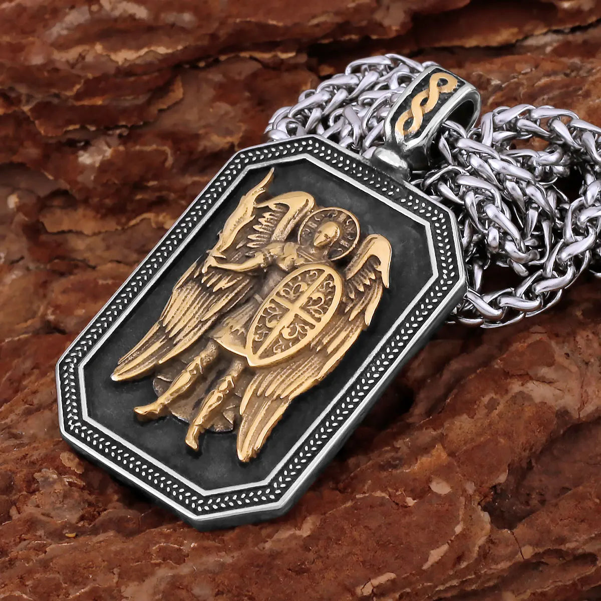 Religious Guard Archangel St. Michael Necklace Christian Faith Amulet Pendant Stainless Steel Gold Color Jewelry for