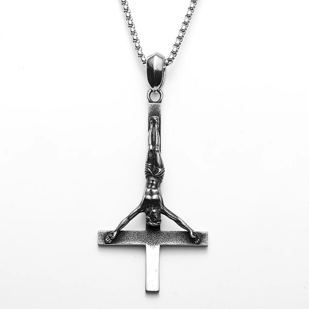 Inverted Cross Pendant — Stainless Steel