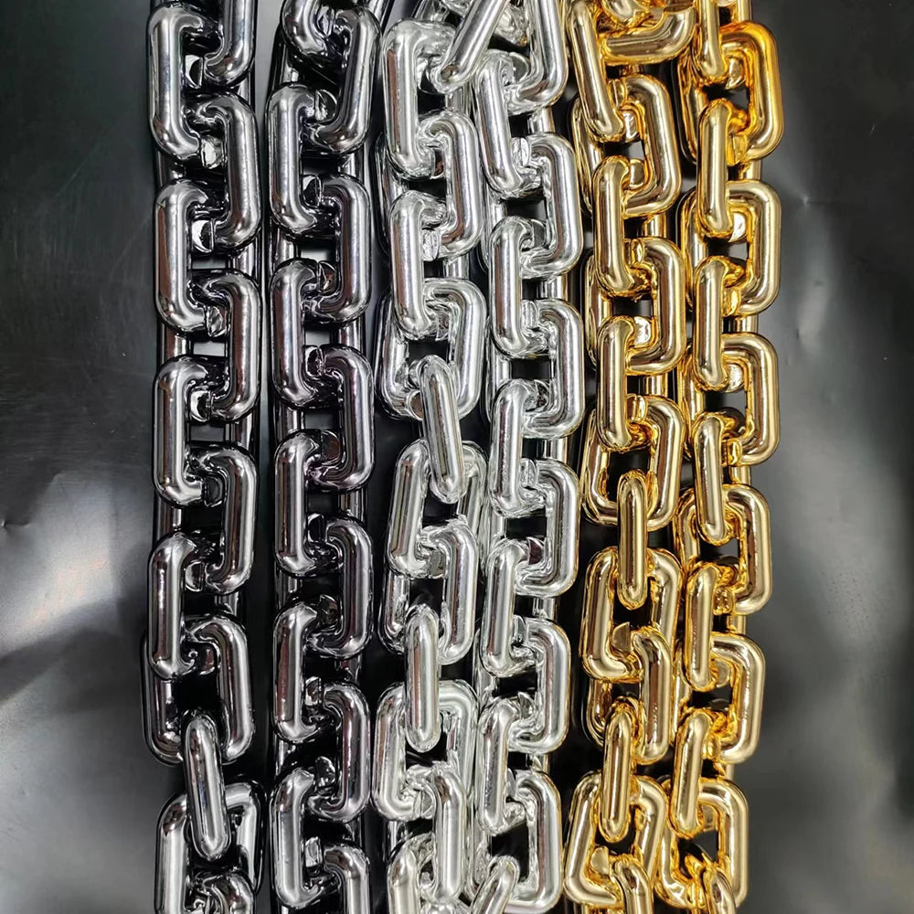 New Punk Big Acrylic Rectangle Chain Hip Hop Exaggeration Necklace Plastic Men Women Festival Carnival Performance