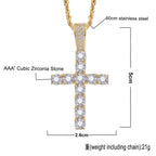 Gold Iced Out Cross Pendant Rope Cuban Chain