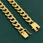 10MM 75CM Side Cuban Chain Necklace Men 24K Gold AU999 - Simple Grand, Outfit Highlight Aura