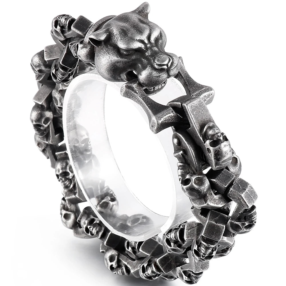 Men's Punk Panther Head Bracelet Gothic 316l Stainless Steel Biker Chain Halloween Skull Wristband Bracelets Jewelry