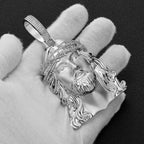 NY Fine Iced Out Jesus Head Pendant Necklace Brass Inlaid With CZ Crown Of Thorns Charm Men Hip Hop Religious Christian Jewelry