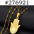 Anniyo Hamsa Hand Pendant Necklaces for Women  Men Arab Middle East Palm Shaped Ethnic Jewelry @276821