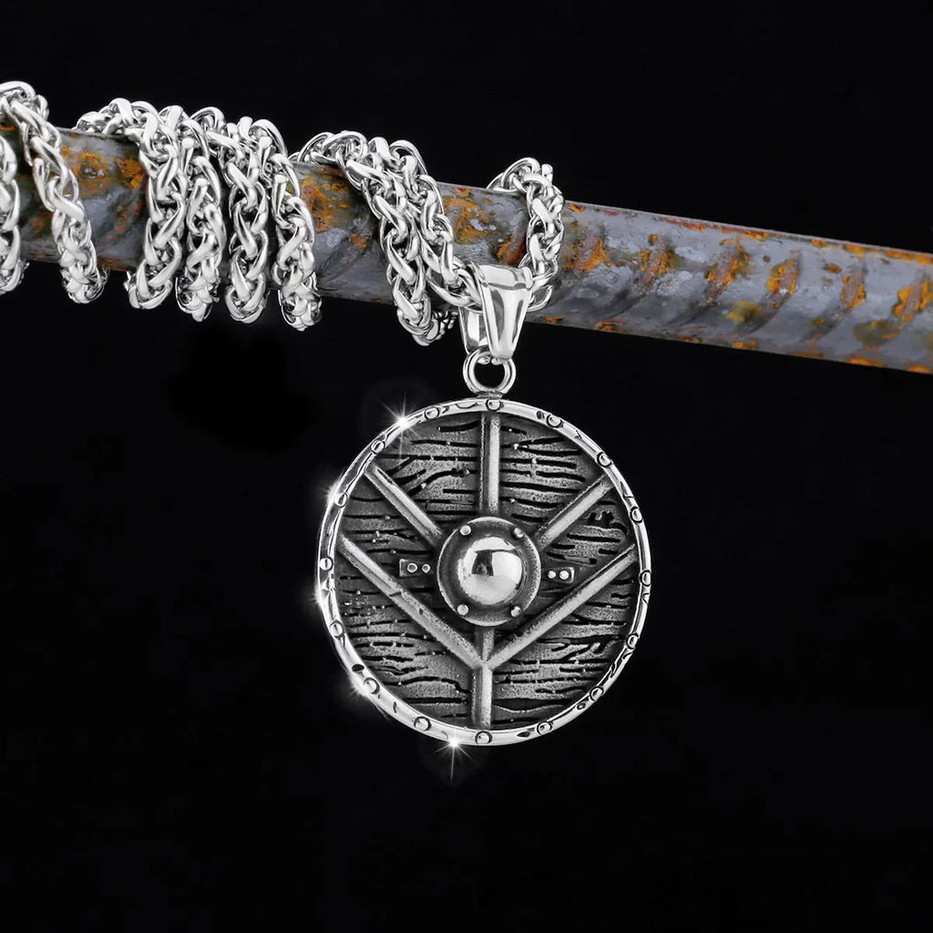 Nordic Totem Amulet Rune Necklace Retro Geometric Pattern Stainless Steel Jewelry Viking Punk Pendant Men's Fashion