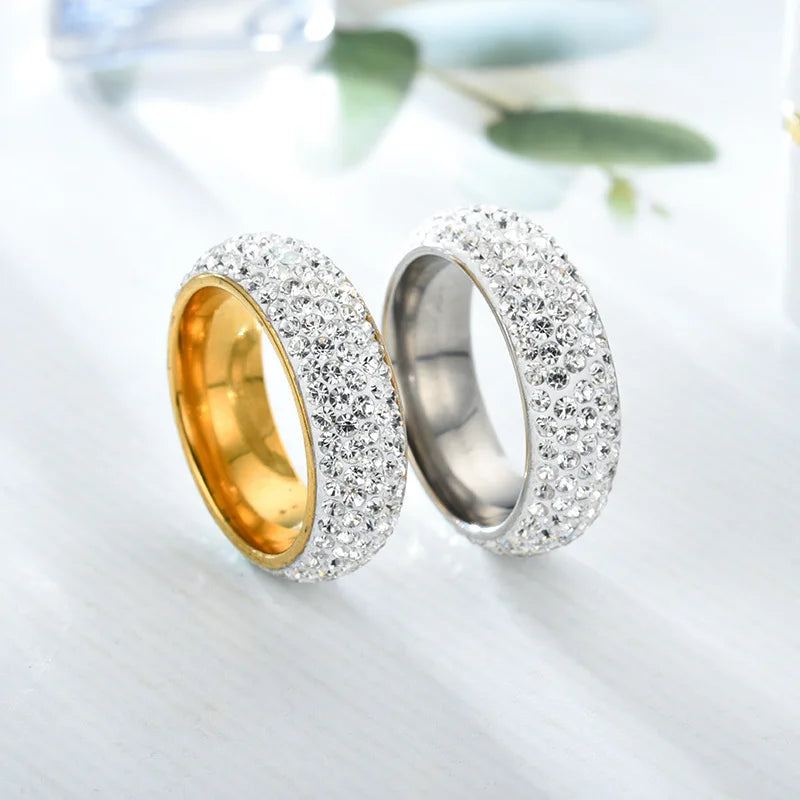 Luxury Iced Out Ring Homme Titanium Steel Chunky Rings For Men Women Couple Fashion Jewelry Accessories Wholesale Korea Style