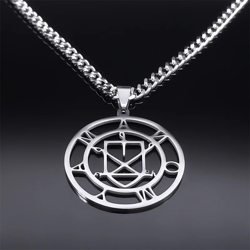 Silver Sigil Pendant Necklace — Stainless Steel