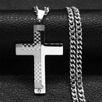 Cross Crucifix Black Pendant Goth Biker Punk Crystal