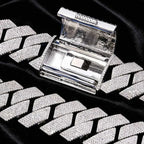 Nuoya Iced Out 26mm 6 Rows Cuban Link Chain Necklace Prong Setting Cubic Zirconia Necklace Thick Bracelet for Men Gift