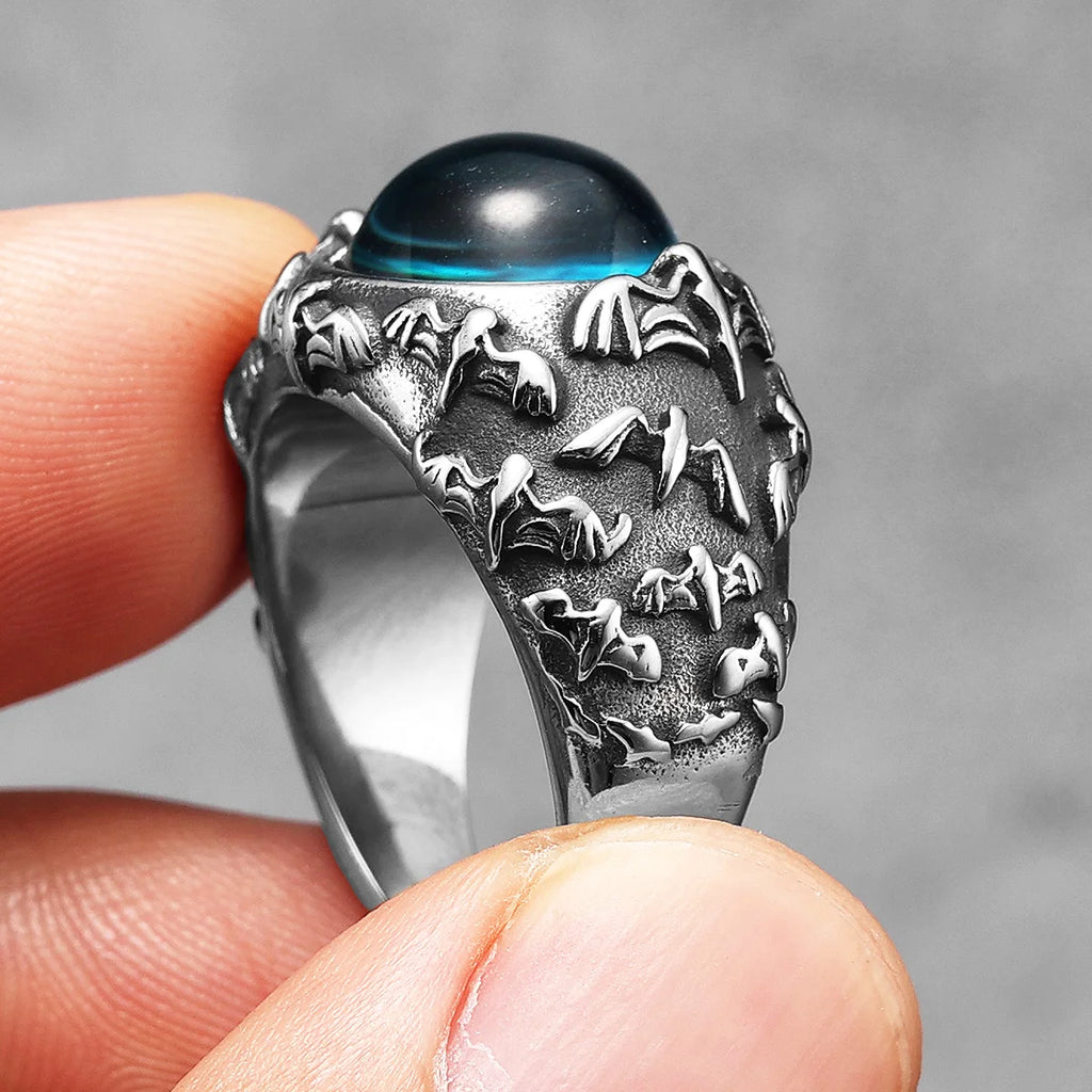 Evil Eye Gemstone Ring — Stainless Steel