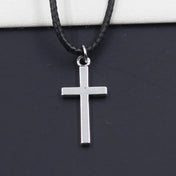 Double Sided Cross Pendant Choker — Black Faux Leather Cord