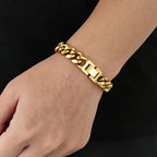 Stainless Steel Cuban Bracelet Miami Rectangle