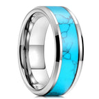 Fashion 8mm Men Stainless Steel Rings Inlay Meteorite Abalone Shell Rings For Men Women Wedding Engagement Band Jewelry